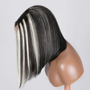 Unice Hair TP1B613 Выделите Короткий Парик Боб 4x0,75 Т-Образная Часть Синтетические Волосы На Кружеве Человеческих Волос Искусственные Парики Предварительно Выщипанный Перуанский Кружевной парик Для Женщин