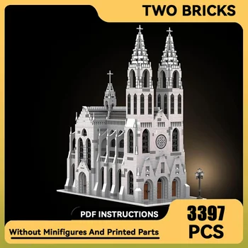 Строительный блок MOC, модель готического собора, Технические кирпичи, сборка своими руками, Средневековая модульная архитектура, Игрушка с видом на улицу для подарка