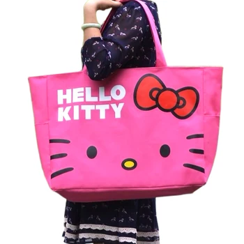 Дорожный органайзер Hello Kitty, сумка для покупок, милая сумка через плечо, женская дорожная сумка для багажа, водонепроницаемая холщовая сумка 60 см * 13 см * 37 см