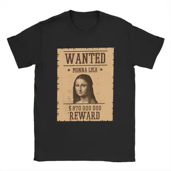Новинка, мужская футболка Mona Lisa Wanted, футболка из 100% хлопка с круглым вырезом, футболка с коротким рукавом, топы для вечеринок