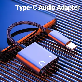 Аудиоадаптер Type-C 2-в-1 Type-C с разъемом для наушников 3,5 мм Aux Кабель-адаптер Аудиокабель для мобильного телефона USB-C Аудиоадаптер