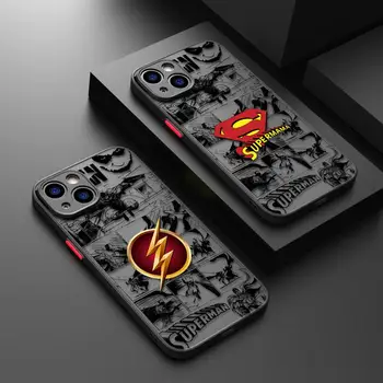 Флэш Супермен Бэтмен Прозрачный матовый чехол для телефона iPhone 15 11 14 13 12 Pro Max Mini X XR Xs 8 7 Plus силиконовый чехол-оболочка