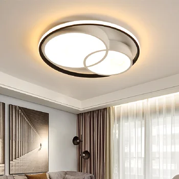 Минимализм современные светодиодные потолочные светильники led plafond черный/белый потолочный светильник для гостиной, столовой, спальни lampara techo