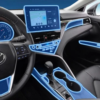 Для Toyota Camry 2018-2022 Защитная пленка из ТПУ для салона автомобиля, Центральная консоль, экран навигации, наклейки для переключения передач