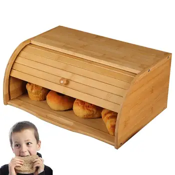 Деревянная хлебница, Многофункциональный бамбуковый контейнер для хранения хлеба, столешница, Деревянный органайзер для хлеба, Диспенсер для еды, держатель для кухни