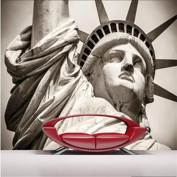 обои для фотообоев beibehang-3D Роскошное качество HD Серая Статуя Свободы манит символом Америки, большая бумага для фотообоев