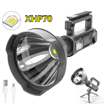 P50/P70 прожектор с сильным светом, светодиодный фонарик с USB-зарядкой, наружный водонепроницаемый мощный светодиодный портативный инструмент для освещения поля.