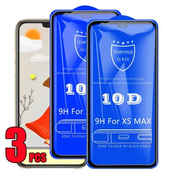 3шт 10D Закаленное Стекло С Полным Клеем 9H Премиум-Защитная Пленка Для Экрана iPhone 14 Pro Max 13 Mini 12 11 XS XR X 8 7 6 Plus SE