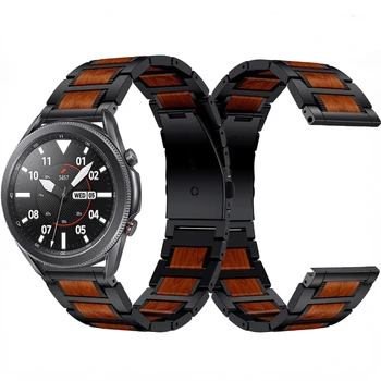 22 мм деревянный металлический ремешок для Samsung Galaxy watch 46 мм Gear S3 Amazfit GTR 47 мм Ремешок для спортивных часов Huawei watch GT2/3 Pro 46 мм