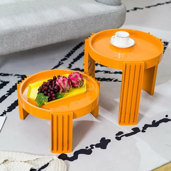 Круглые журнальные столики из скандинавского пластика, мебель для дома в стиле ретро, креативный диван для гостиной, приставной столик, журнальный столик с эркером, комбинированный столик