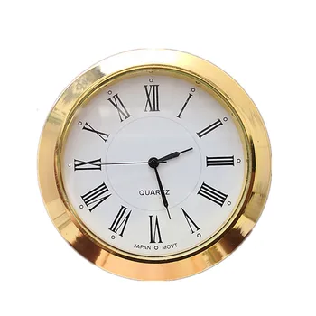 Вставные часы 55 мм с Римскими Цифрами в Золотой Оправе, Кварцевый Часовой Механизм для Встроенных Настольных Часов