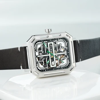 Механические часы Sharp серии OBLVLO FM-G, прямоугольные мужские часы из нержавеющей стали, Трендовые мужские автоматические часы со скелетом