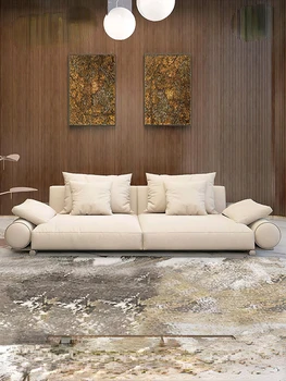 Итальянский легкий роскошный диван из матовой кожи Итальянская вилла Мебель для гостиной в постмодернистском стиле на заказ