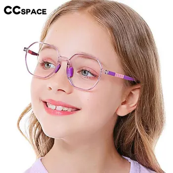 54667 Простые полигональные детские очки TR90 с защитой от синего света, молодежный модный бренд, Силиконовая строчка, Цветное зеркало по рецепту врача