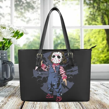 Винтажная летняя маленькая сумка-тоут из искусственной кожи с верхней ручкой, дизайнерская сумка Horror Friends, дорожная сумка для монет, модный модный клатч