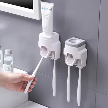Автоматический дозатор зубной пасты Настенный пылезащитный держатель для зубной щетки Аксессуары для ванной комнаты Соковыжималка для зубной пасты Хранение в ванной комнате