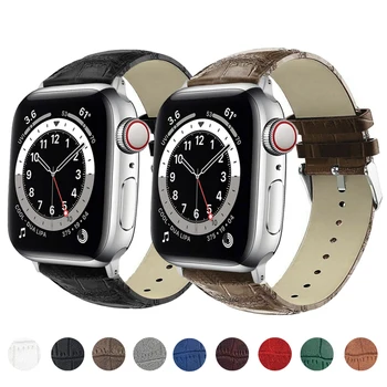 Кожаный ремешок для Apple watch band 41мм 38мм 42мм 44мм 40мм 45мм 49мм correa ремешок для часов браслет iWatch series 8 Ultra se 7 6 5