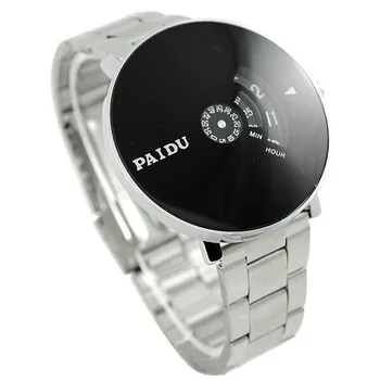 Watches Mens 2023 New Stainless Silver Band Paidu Quartz Wrist Watch Black Turntable Dial Mens Gift Часы Мужские Наручные Reloj