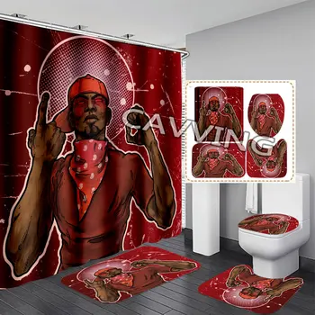Занавеска для душа с 3D-принтом Blood Gang, Водонепроницаемая занавеска для ванной, Противоскользящий коврик для ванной, Набор ковриков для туалета, Carpet Home K02