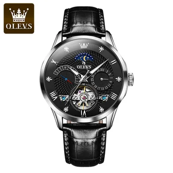 OLEVS, новые мужские механические часы от ведущего бренда, мужские автоматические Классические механические наручные часы, Водонепроницаемый светящийся календарь 6652