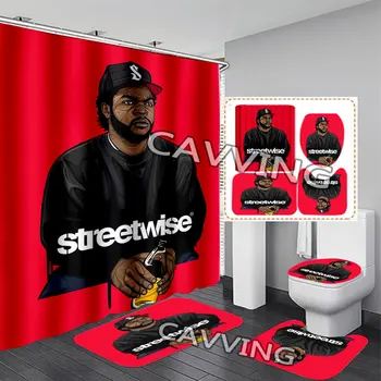Рэпер Ice Cube 3D Принт Занавески Для Душа Водонепроницаемая Занавеска Для Ванной Комнаты Противоскользящие Коврики Для Ванной Наборы Туалетных Ковриков Ковры J02