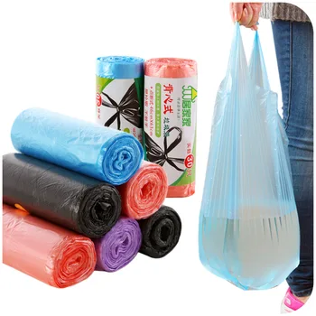 Кухонные мешки для мусора в стиле жилета с утолщением, портативные бытовые одноразовые пластиковые пакеты