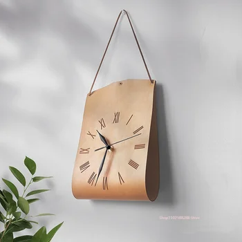 роскошные декоративные часы креативные настенные часы в форме сумки часы современного искусства ретро кожа спальня бесшумные декоративные часы настенные часы
