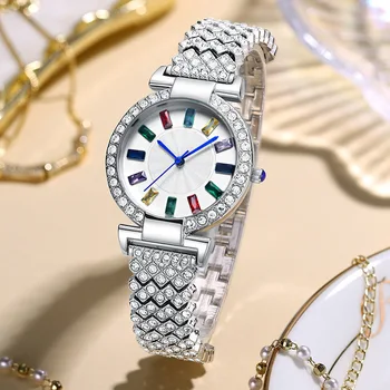 2023 Кварцевые Красочные Роскошные Модные Женские часы с бриллиантами, Усовершенствованные Универсальные водонепроницаемые часы