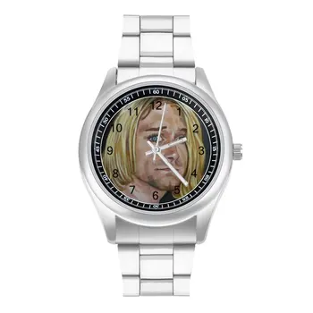 Кварцевые часы Kurt Cobain, фото наручных часов из нержавеющей стали, мужские спортивные эластичные наручные часы-хит продаж