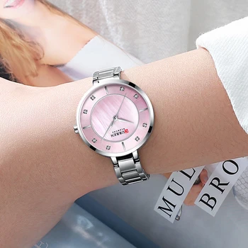Женские часы люксового бренда Curren Watch Браслет Водонепроницаемые женские наручные часы Женские кварцевые часы Кристалл Rhinestone Quartz