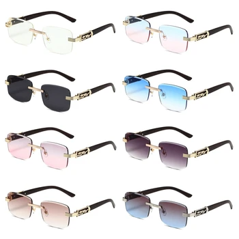 Модные квадратные солнцезащитные очки в стиле дерева, ретро мужские женские очки в стиле хип-хоп, подарок