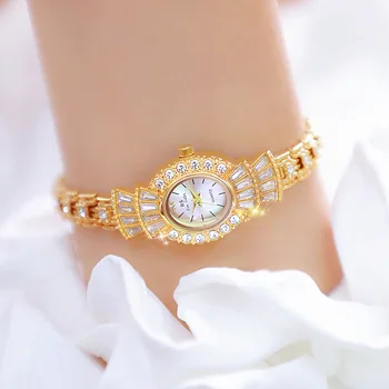 Женские наручные часы Платье Золотые часы Часы с кристаллами и бриллиантами Часы из нержавеющей стали Серебряные часы Montre Femme Женские часы-браслет