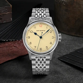 San Martin, Топовый бренд, Винтажные часы пилота NH35, простые мужские Автоматические Механические наручные часы в стиле милитари, Ретро C3, светящиеся 10 бар