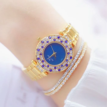 Bs Watches Woman 2020 Наручные часы известного бренда с золотом и голубыми бриллиантами Женские Caystal Элегантные Женские часы Montre Femme 2020