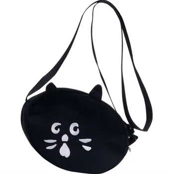 Симпатичная черная сумка-сюрприз для хранения маленьких девочек, забавный кот, холщовая студенческая сумка, дорожные сумки на открытом воздухе, мужские Женские