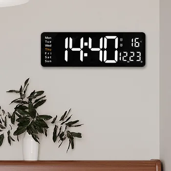 Светодиодные настенные цифровые часы с большим дисплеем, настенный пульт дистанционного управления, температура, Дата, неделя, двойные будильники, электронные домашние часы, домашний декор