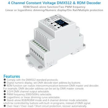 DC 12V 24V DMX512 Декодер 4CH PWM Постоянное Напряжение 20A CV DMX 512 4-Канальный Контроллер Декодера для RGB RGBW LED Strip Light D4
