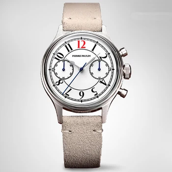 Красный эмалевый хронограф ST19, немецкий стиль, Ретро, сложные мужские часы с ручным подзаводом, мужские Relogio Masculino