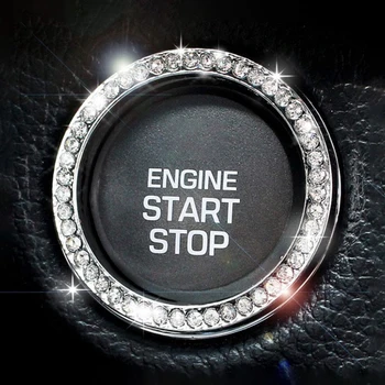 Кнопка запуска автомобиля 2021 года, Декоративное кольцо с бриллиантом и стразами, декоративные аксессуары для интерьера внедорожника для девочек