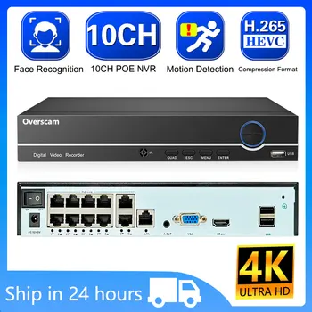 XMEYE 4K 8MP HD 10CH POE NVR Видеомагнитофон H.265 10-Канальный NVR Система Безопасности P2P CCTV Сетевое Видеонаблюдение Видеомагнитофон 8CH