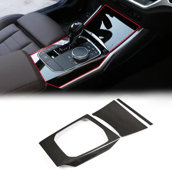 Для 20-22 BMW 3 серии центральная консоль панель передач декоративная наклейка на крышку из настоящего углеродного волокна LHD