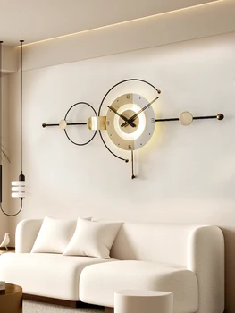Настенные часы для гостиной современный минимализм 2022 новые роскошные часы на заднем плане креативные настенные часы настенный светильник без пробивных отверстий