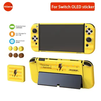 Наклейка DOBE For Pikachu Защитная крышка 8в1 С рисунком поражения электрическим током Для Nintendo Switch OLED Милая наклейка