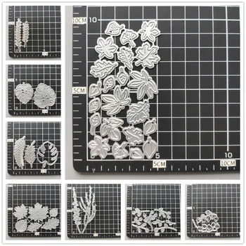 (18 стилей) Листья Металлические трафареты для резки, трафареты для украшения, Бумажные шаблоны для скрапбукинга, тиснения, формы, поделки