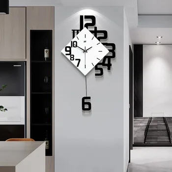 Стильные и простые настенные часы в гостиную, креативное деревянное бесшумное украшение для домашних часов, часы