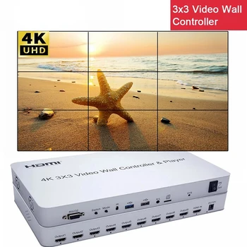 Новый контроллер Видеостены 4K 3x3 HDMI USB-плеер RS232 KVM Видеопроцессор Splicer1X2 1x4 2x2 2x3 Обновление 2x4 3x2 3x3 4x1 4x2