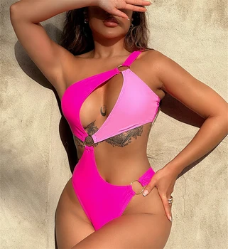 2023 новый контрастный цветной сексуальный цельный купальник бикини женский купальник летние каникулы пляжные купальники swim lady