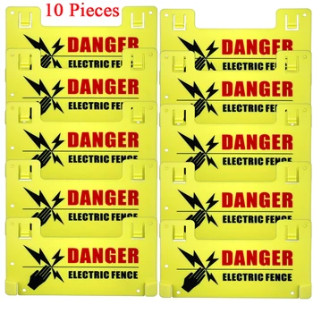10 Штук Предупреждающих Знаков Электрического Забора Для Фермы Домашней Птицы Козы Лошади Пластиковые Желтые Предупреждающие Знаки Электрического Ограждения Warn Board