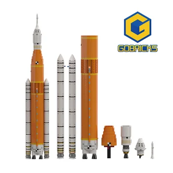 Космическая система запуска серии Gobricks MOC Строительные блоки Artemis SLS в масштабе 1:110 Saturn V, Ракета-кирпич, игрушка для детей, подарок на День рождения