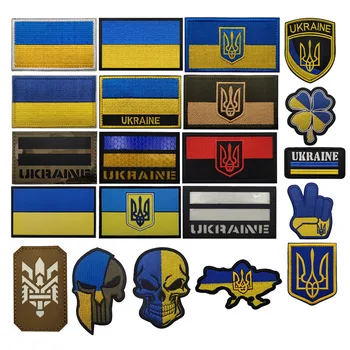 Нашивки с флагом Украины в форме щита с национальным гербом Украины, тактические нашивки для одежды, нарукавная повязка с крючком и петлей